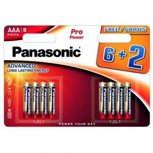 Panasonic 1.5V Alk&aacute;li AAA ceruza elem Pro power (8db/csomag) (LR03PPG/8BW 6+2F)